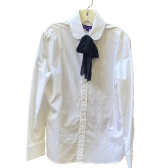 NWOT $995 Ralph Lauren Purple label Cormac Bow White Shirt - Picture 11 of 17